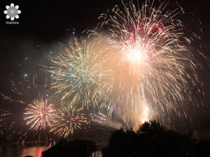 鏡野町大納涼祭の打ち上げ花火